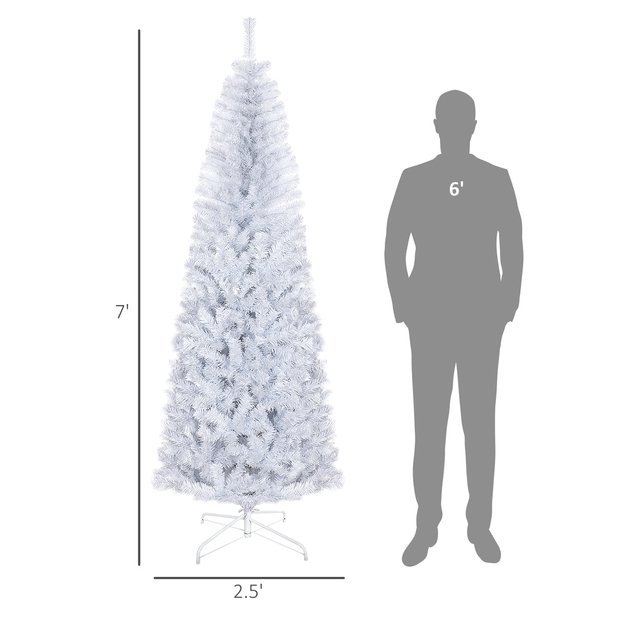 HOMCOM 7ft Pencil Christmas Tree