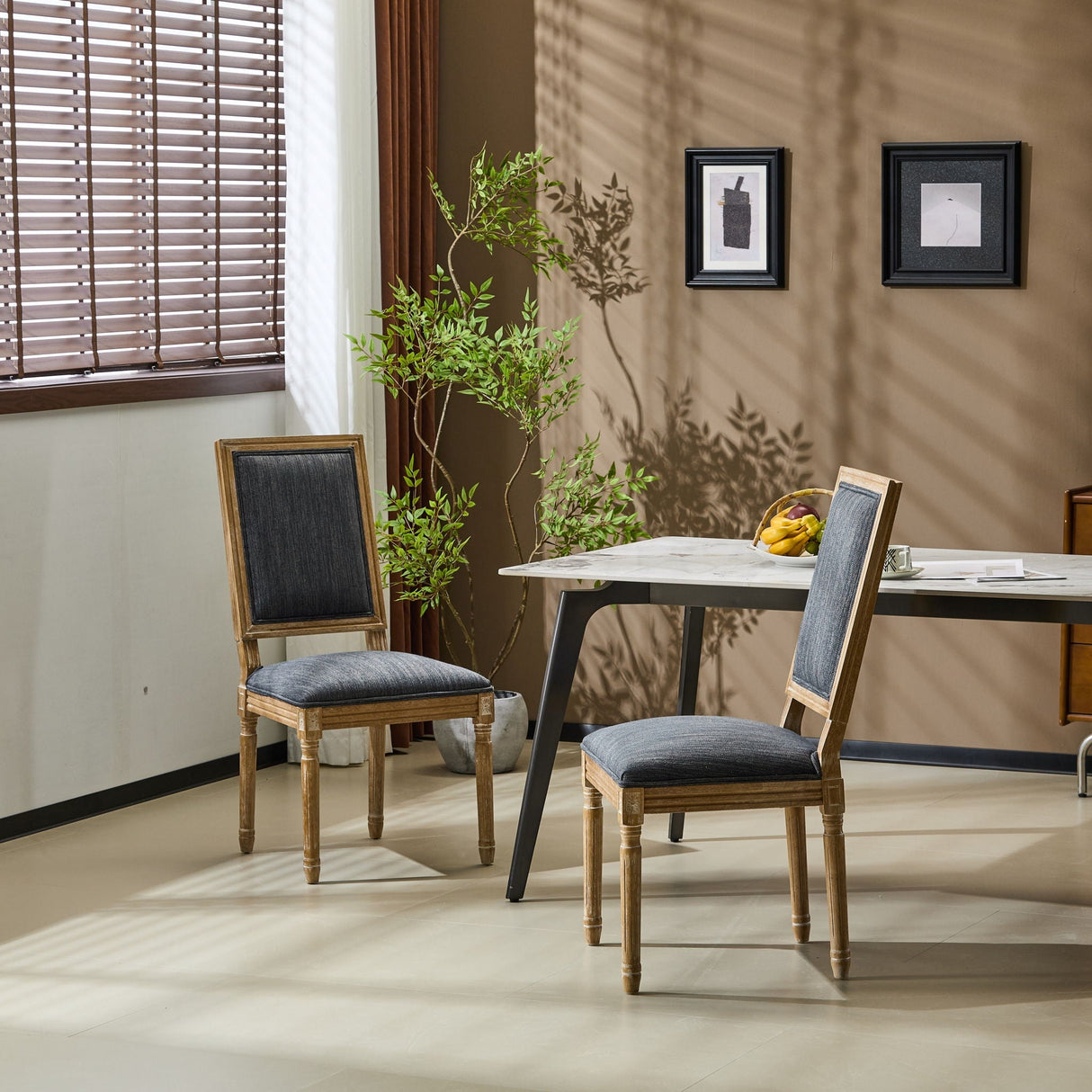 French Country Style Dining Chair With Upholstered Seating And Fluted Legs - Best Buy Furniture