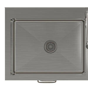 Darwin - Laundry Utility Sink And Cabinet With Dual Sinks, Pull Out Faucet - White