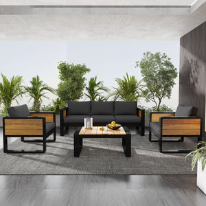 Aluminum Frame Large 4-Piece Outdoor Patio Furniture Set for 5 Person