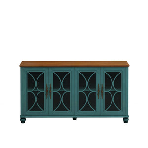 Elegant 4 Door Cabinet With Tempered Glass Doors