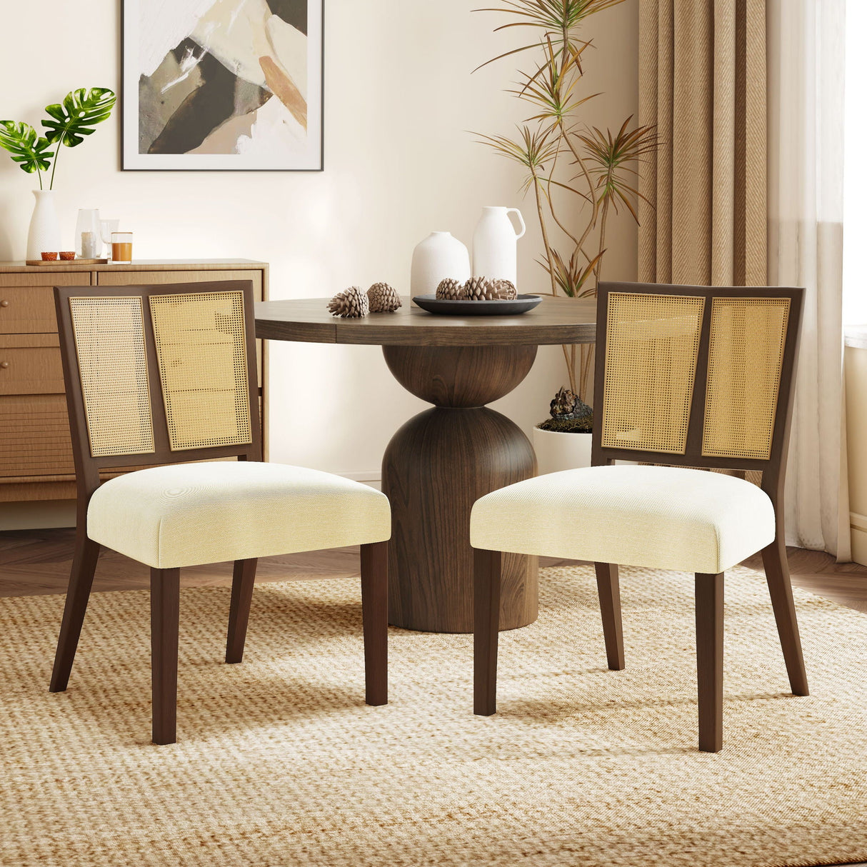 Mid Century Rattan Dining Chair Without Arms Set - Best Buy Furniture