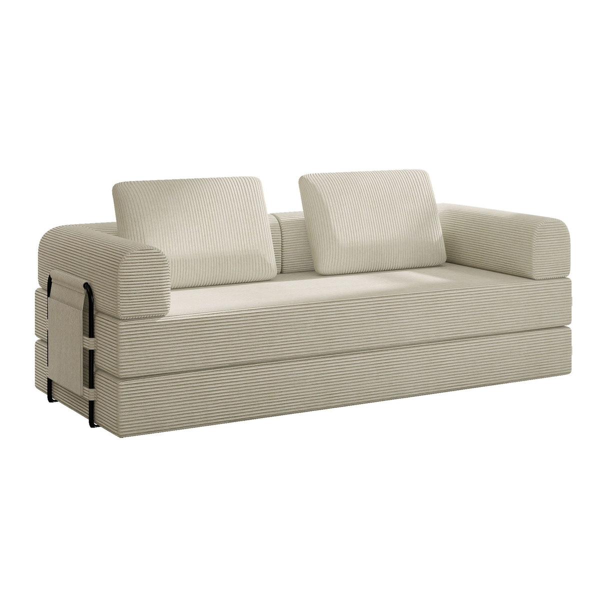 Convertible Sleeper Sofa Bed With Cylindrical Pillow