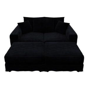 Convertible Deep Seat Sofa With Soft Pillows And Ottomans