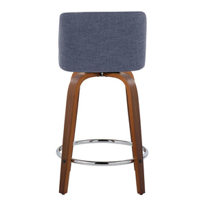 Toriano - Mid Century Modern Fixed Height Counter Stool With Swivel With Round Footrest (Set of 2)
