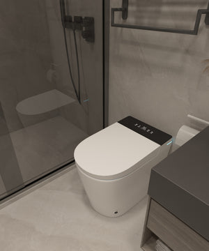 Compact Smart Toilet with Built-in Bidet Seat and Modern Tankless Design
