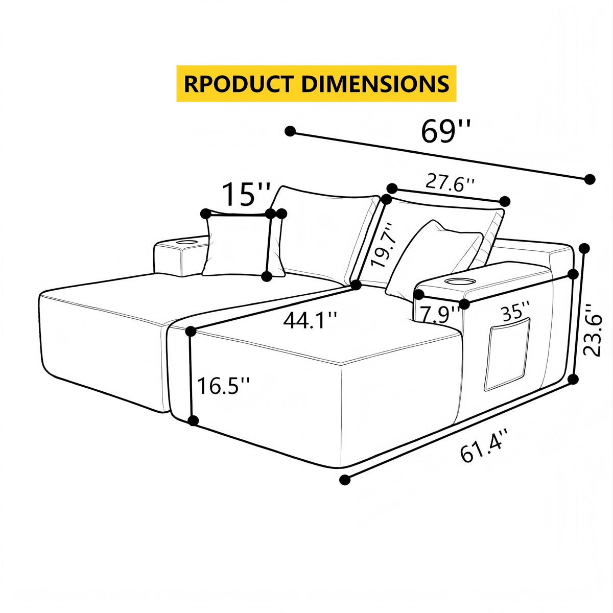 69" Cloud Sectional Couch