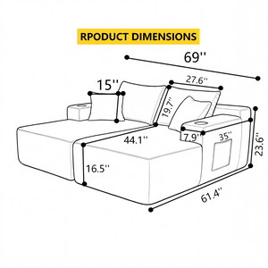69" Cloud Sectional Couch