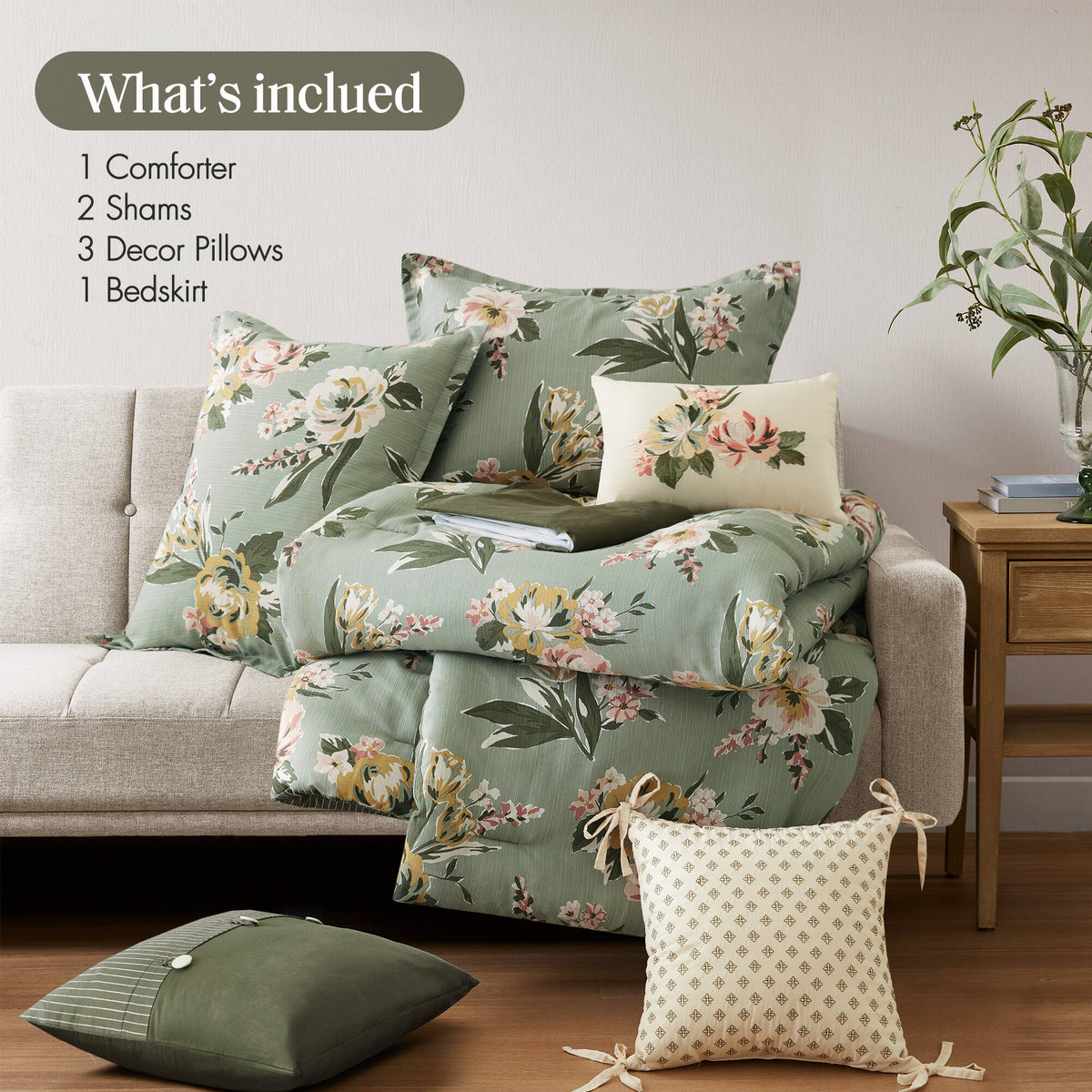 7-Piece Cal King Vin Floral Comforter Set