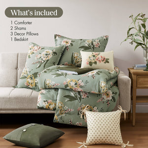 7-Piece Cal King Vin Floral Comforter Set