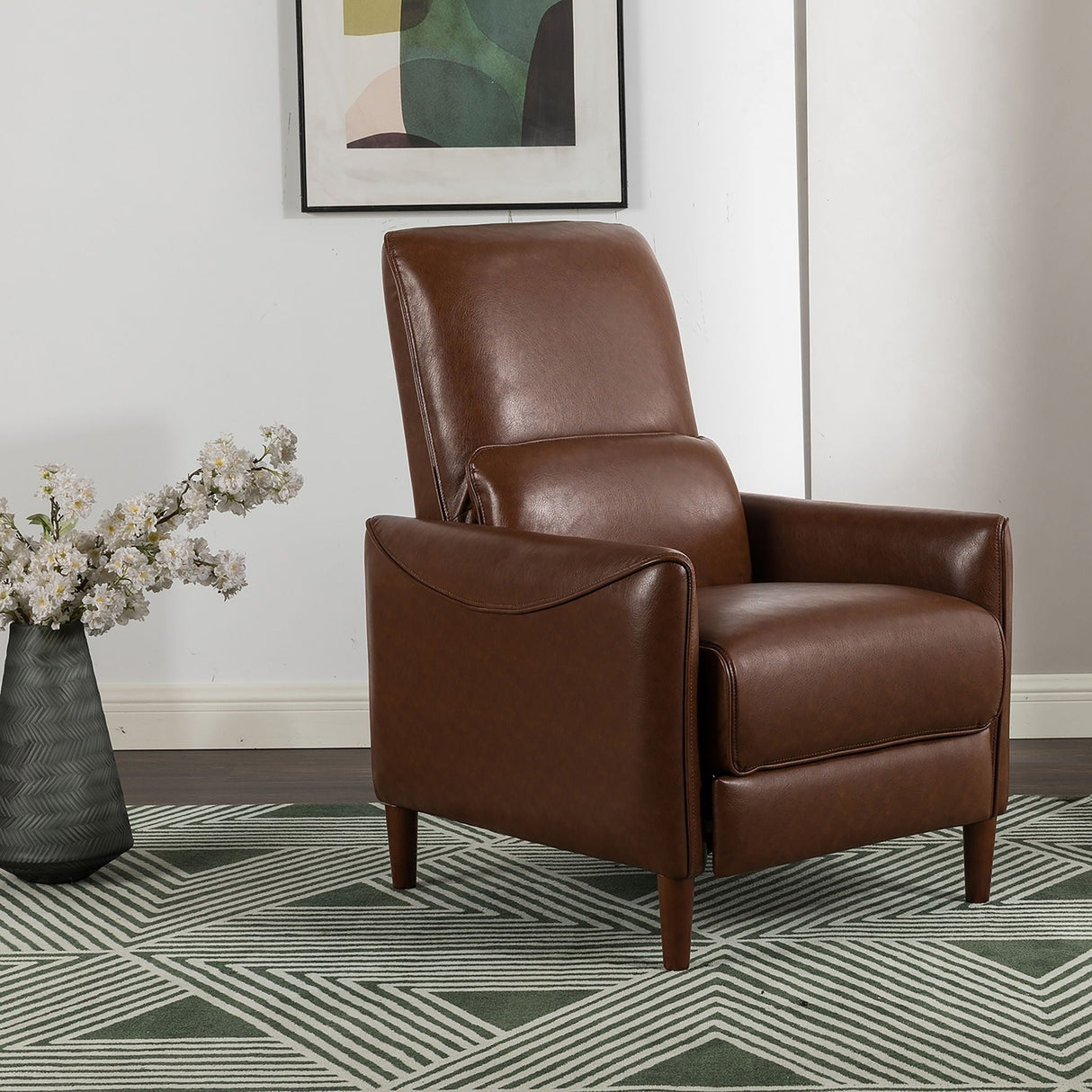 Upholstered Push Recliner Chair With Rubber Wood Legs For Living Room - Best Buy Furniture