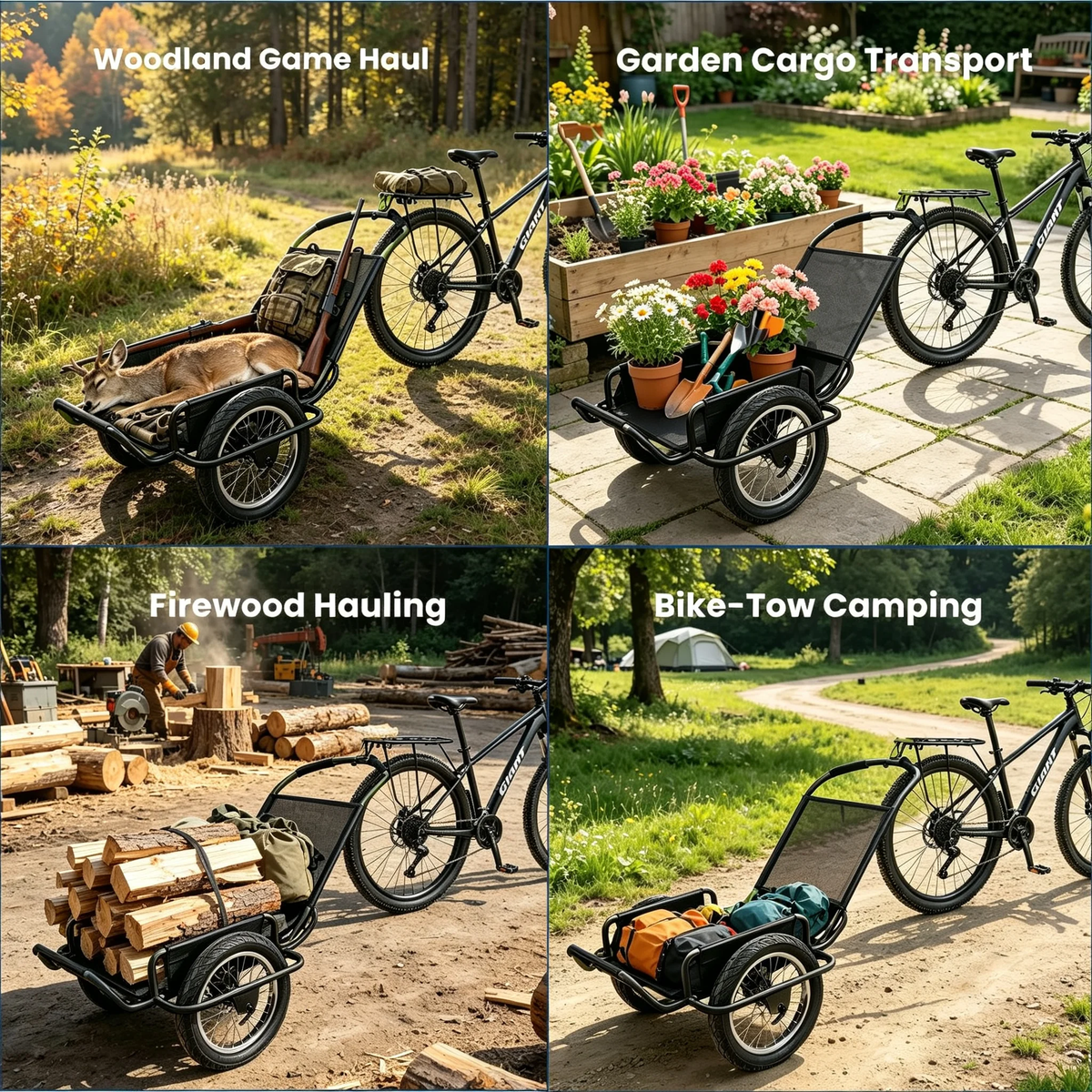 Heavy-Duty Bike Cargo Trailer with Steel Frame – 320 lb Load Capacity