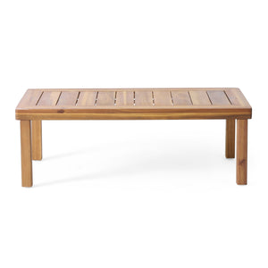 Acacia Wood Loveseat And Coffee Table Set With Cushions