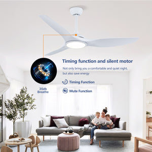 52 Inch ABS Blades Ceiling Fan with LED Light Kit