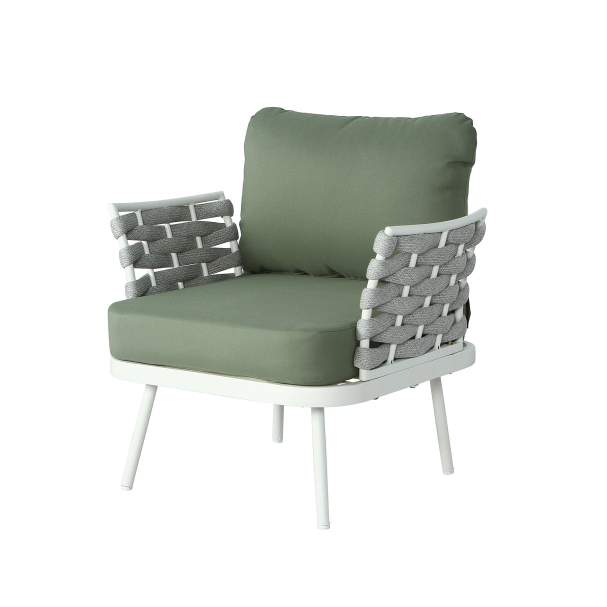 Mariano Steel 4-Pieces Conversation Set, Off White+Green