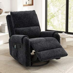 Manual Recliner Massage Chair With Swivel Rocker, 8 Massage Modes, Side Storage Pocket