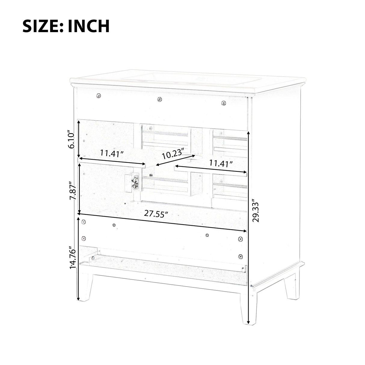 30" Bathroom Vanity With Sink Combo, Multi Functional Bathroom Cabinet With Doors And Drawer - Black