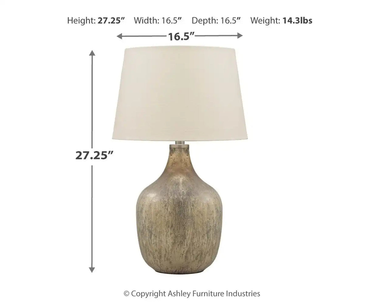 Mari - Glass Table Lamp - Gray / Gold Finish - Best Buy Furniture