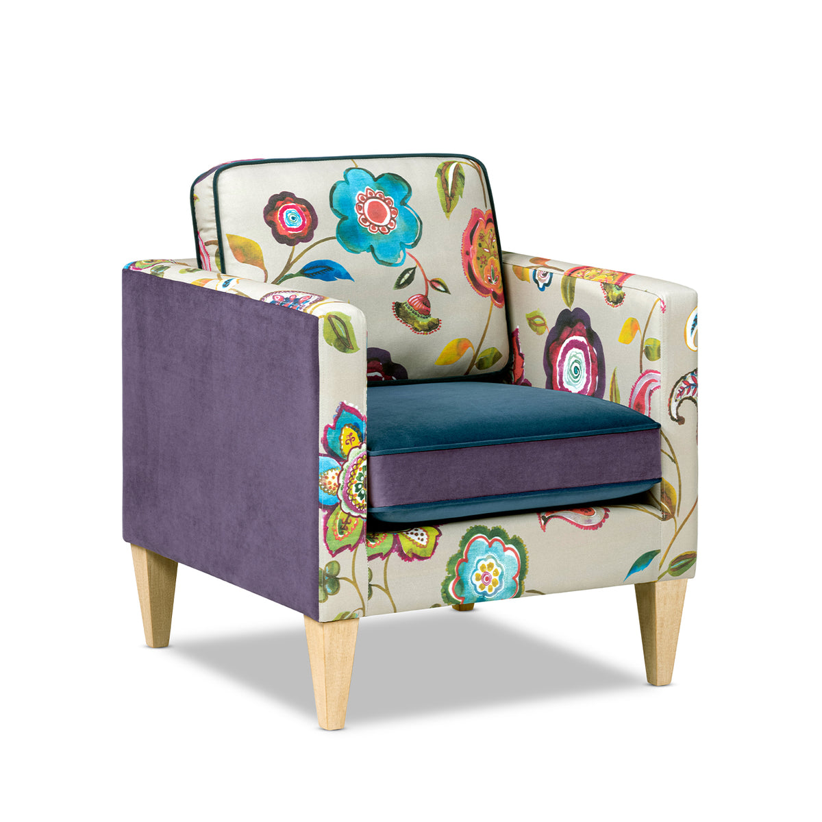 Mamba 28-Inch Patchwork Accent Chair, Purple Velvet