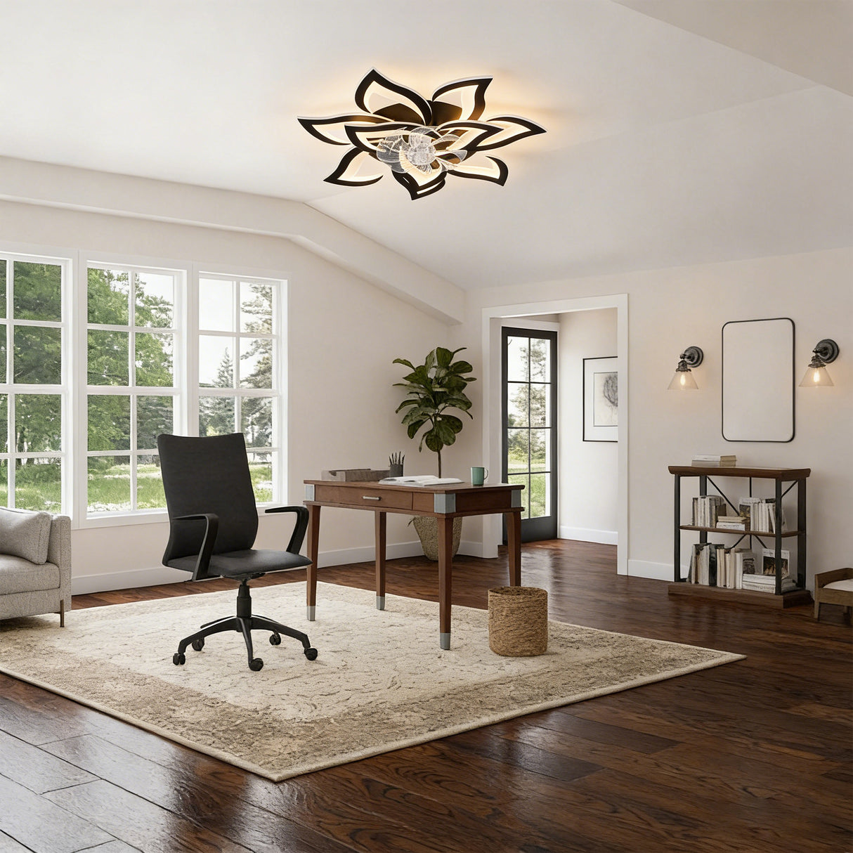 Modern Ceiling Fan with Lights Remote Control, 10 PCS Blades, 32"