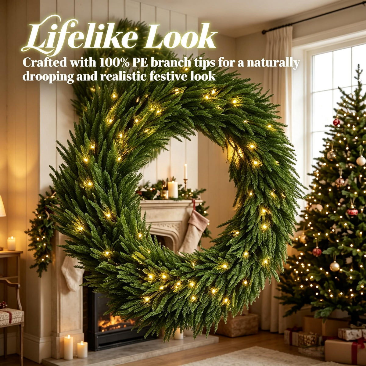 36-Inch Pre-Lit Christmas Wreath