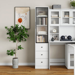 70.87" Tall Bathroom Storage Cabinet with Glass Door and Drawers
