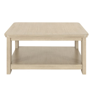 Square Coffee Table with 2-Tier Storage Shelf