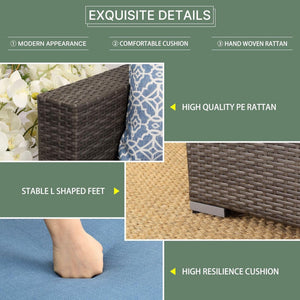Armless Patio Sofa Set, With UV Resistant Frame And Waterproof Cushions - Blue / Brown