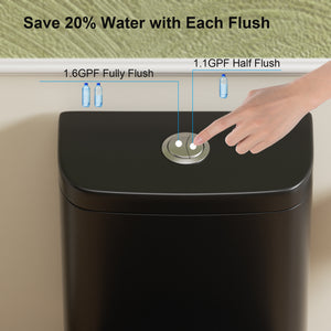 1.1/1.6 GPF Tornado Flush One-Piece Toilet with Comfort Chair Seat ADA Height 17"