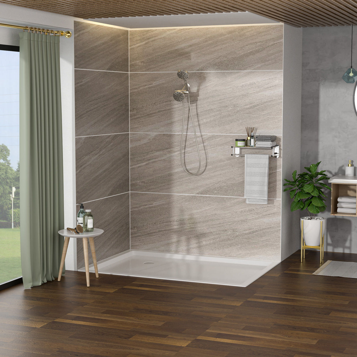 Multi Function Dual Shower Head 4.7" Rain Showerhead & 8 Function Hand Shower System - Brushed Nickel