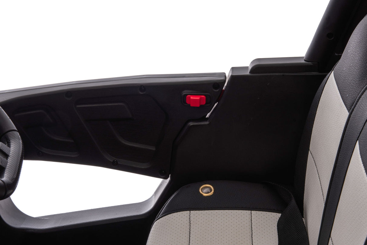 12V7A*2 30W*4 Four-Wheel Drive Seat One Button Start, Forward And Backward, High And Low Speed, Music, Front Light, Power Display, Two Doors Can Open, 2.4G R / C, Seat Belt Four Wheel Absorber