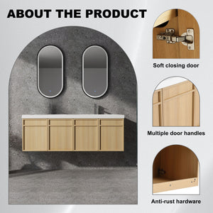 Wall-Mounted Bathroom Vanity With Resin Sink And Soft Closing Doors