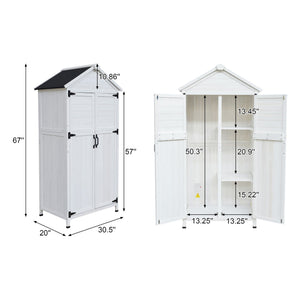 Storage Shed With Double Doors For Outdoor Garden Tool Organization - White