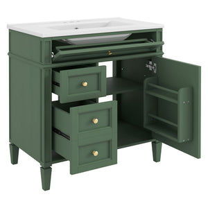 Bathroom Vanity With Top Sink, Storage Cabinet With 2 Drawers, Tip Out Drawer