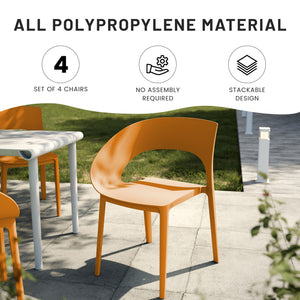 4 Piece Set Of Modern Designed Single Chairs With Long Table