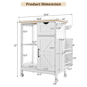 Kitchen Island Cart with Mobile Storage Cabinets