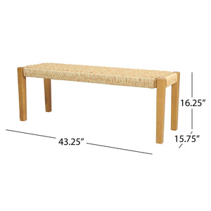 Angie - Bench Outdoor Seating Acacia Wood Faux Rattan - Teak - Best Buy Furniture