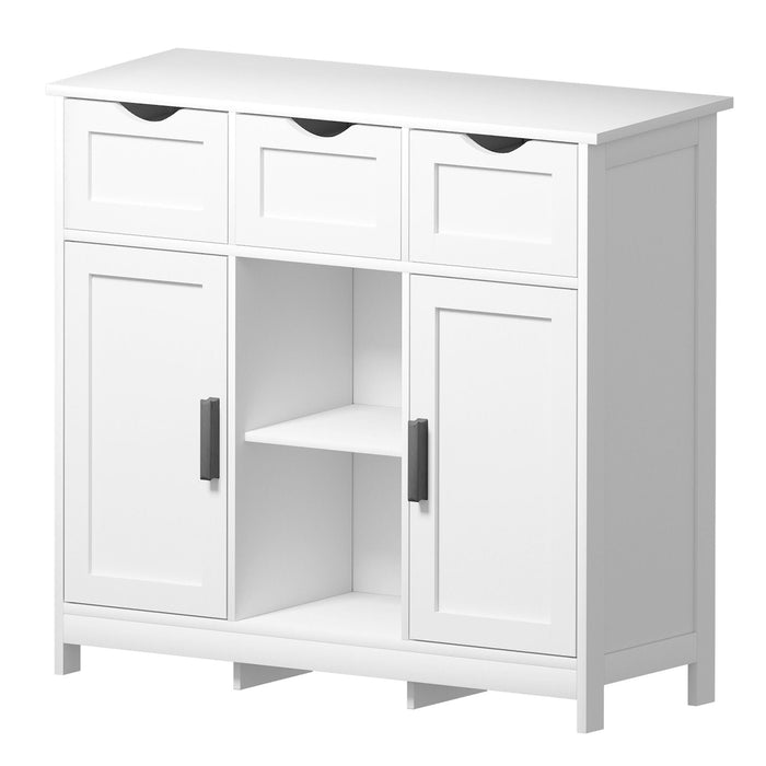 Wood Storage Sideboard with Drawers and Adjustable Shelves - White or Black
