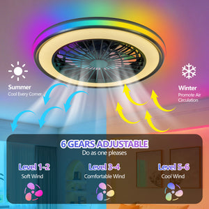 Modern LED Ceiling Fan Light with RGB Colors