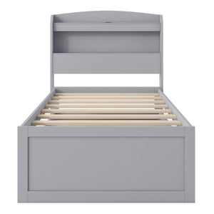 Platform Bed With LED Headboard, Charging Station, Trundle And 2 Drawers