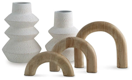 Maddwarth - Accessory Set (Set of 5) - White / Natural Brown - Best Buy Furniture