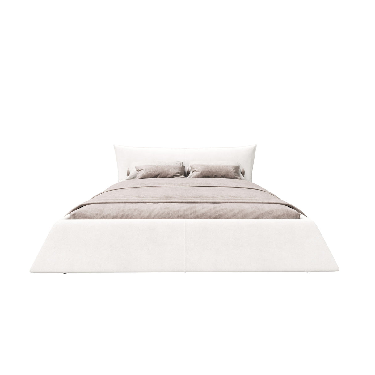 Upholstered Platform Bed With Special Shaped Headboard