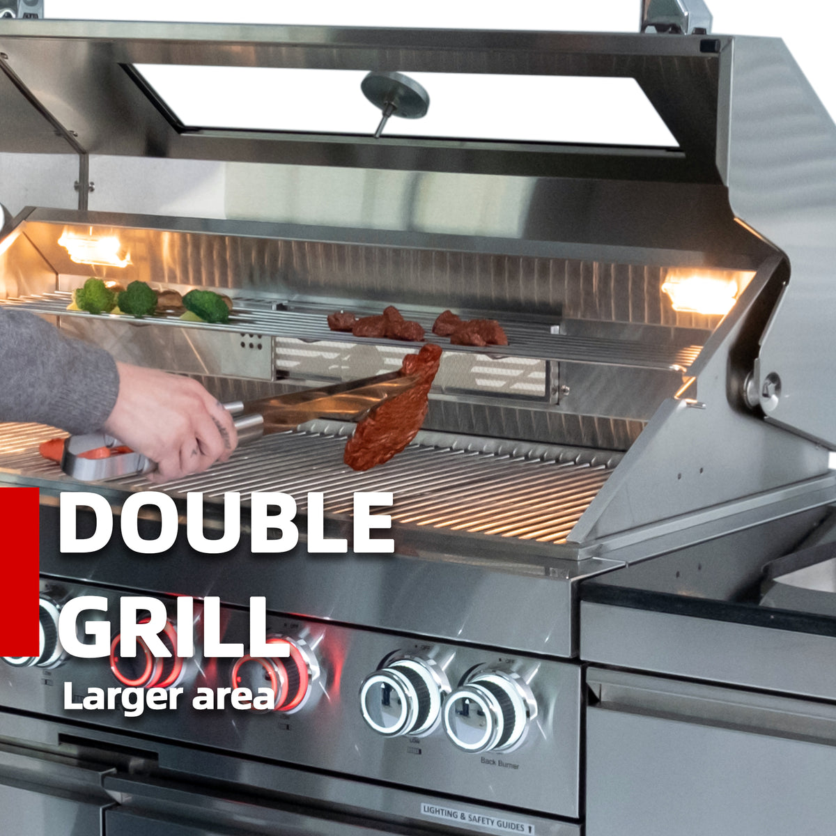 Stainless Steel Outdoor Kitchen Grill with Pizza Oven and Rotisserie Kit - Black Granite
