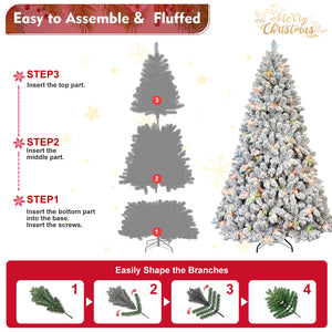 4Ft Flocked Christmas Tree with 150 Colorful UL Lights
