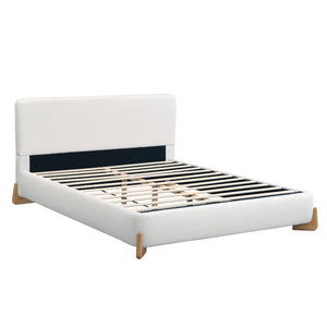 Elegant Boucle Upholstered Bed, Queen Size