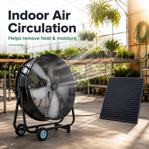 30" Wheeled Solar Fan with 140W Adjustable Monocrystalline Solar Panel