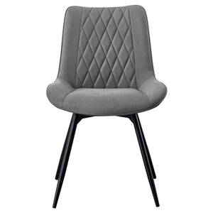 Vellux - 5 Piece Round Dining Table Set With Concrete Top Upholstered Chairs - Gunmetal