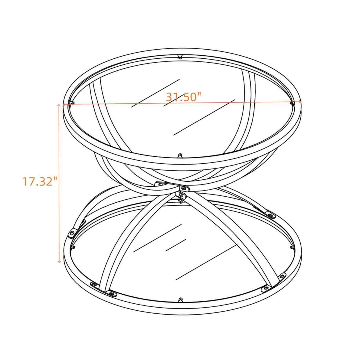 31.50'' Modern Glass Coffee Table with 2 Tiers