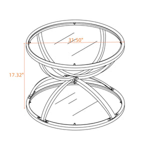 31.50'' Modern Glass Coffee Table with 2 Tiers