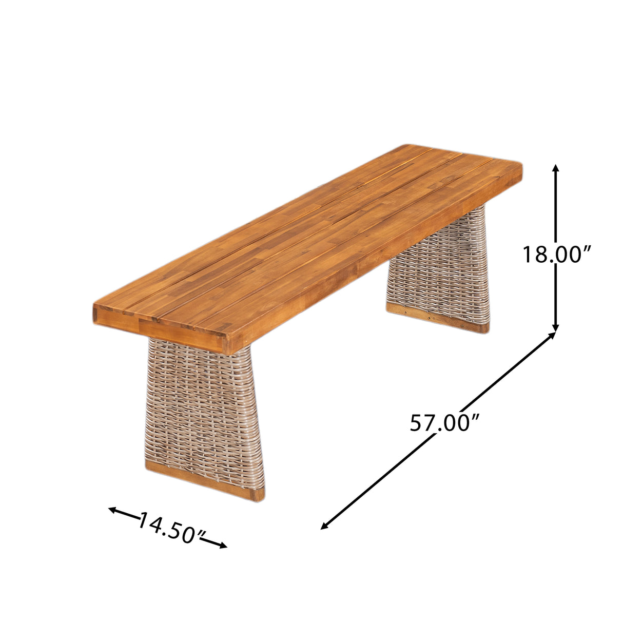 Outdoor 1pcs Acacia Wood Bench, Teak Finish